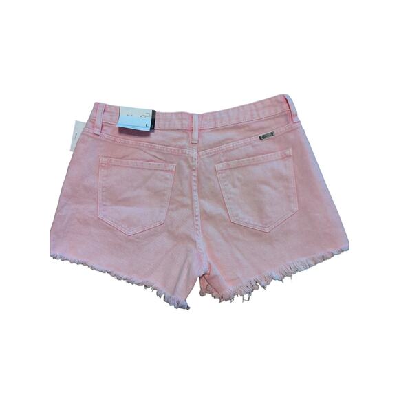 KANCAN Pink Distressed High Rise Frayed Jean Shorts Women's Size Large NEW - Picture 12 of 14